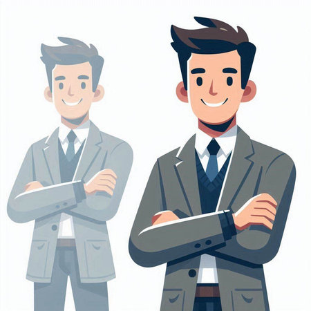 Two businessmen in business suits. Vector illustration in a flat style.のイラスト素材