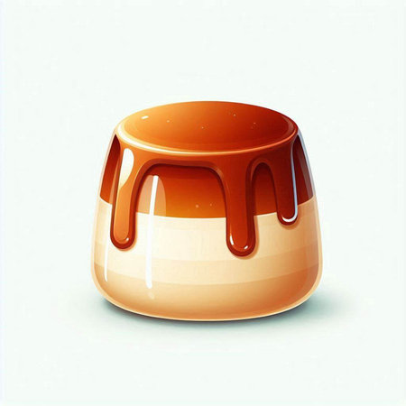 Illustration of a caramel syrup in a bowl on a white backgroundのイラスト素材