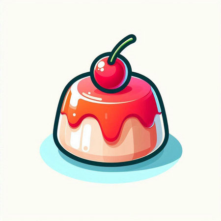 Cake with cherry isolated on a white background. Vector illustration.のイラスト素材