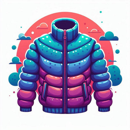 Vector illustration of a winter jacket in the form of a circle.のイラスト素材