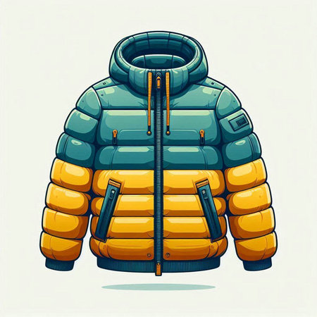 Vector illustration of a warm winter jacket isolated on a white background.のイラスト素材