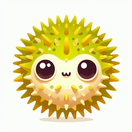 Cute cartoon sea urchin. Vector illustration isolated on white background.のイラスト素材