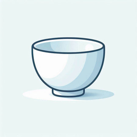 Ceramic bowl. Isolated on blue background. Vector illustration.のイラスト素材