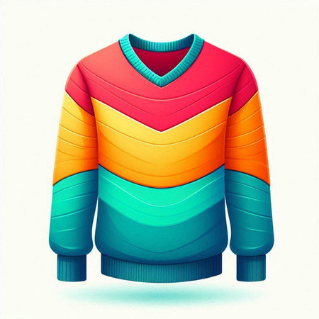 Colorful sweater isolated on a white background. 3d rendering.のイラスト素材