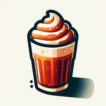 Coffee cup with whipped cream. Vector illustration in retro style.のイラスト素材