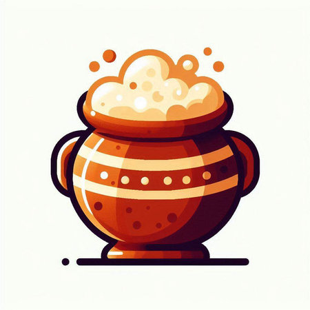 Cauldron of boiling potion. Vector illustration in flat cartoon style.のイラスト素材