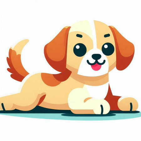 Illustration of a Cute Cartoon Beagle Dog Lying Downのイラスト素材