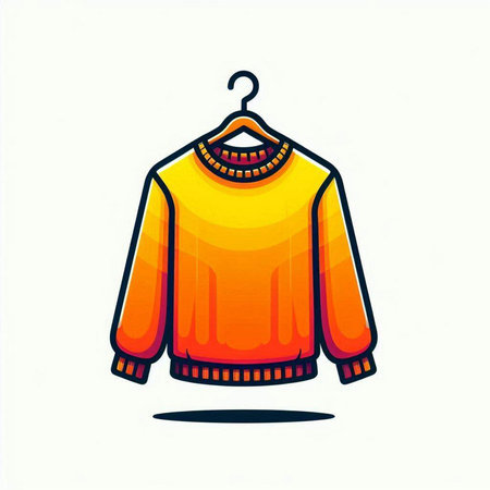 Illustration of an orange sweater on a hanger isolated on a white backgroundのイラスト素材