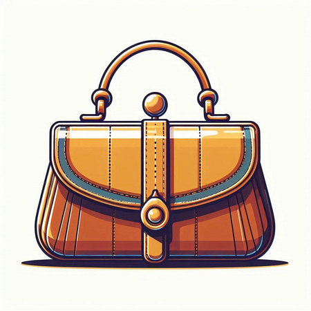 Vector illustration of a brown handbag isolated on a white background.のイラスト素材