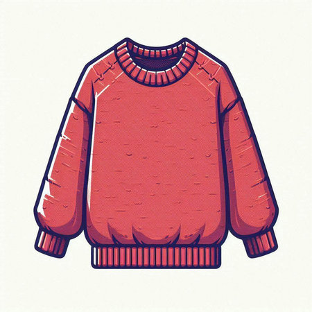 Red sweater isolated on a white background. Vector illustration in sketch style.のイラスト素材