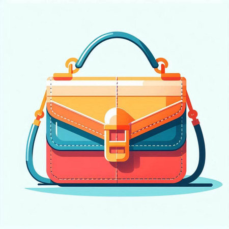 Stylish woman bag in retro style. Vector illustration on blue background.のイラスト素材
