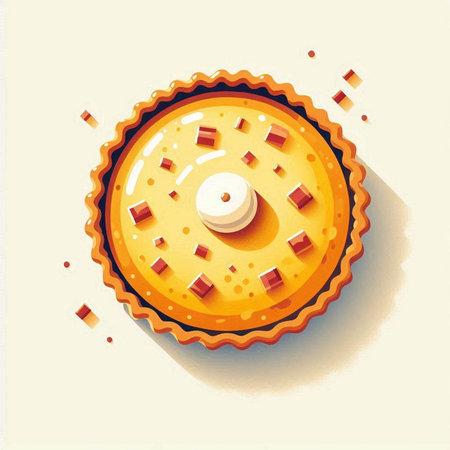 Illustration of a pie with cheese on a white background - vectorのイラスト素材