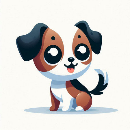 Cute cartoon dog. Vector illustration on white background. Isolated.のイラスト素材