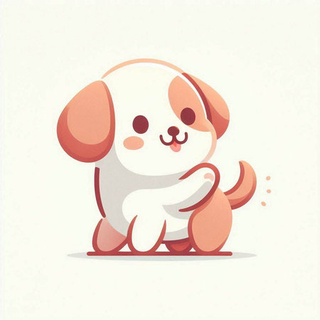 Cute cartoon dog sitting on the floor. Vector illustration of a pet.のイラスト素材