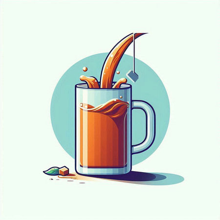 Illustration of a glass with a splash of orange juice. Vector illustrationのイラスト素材