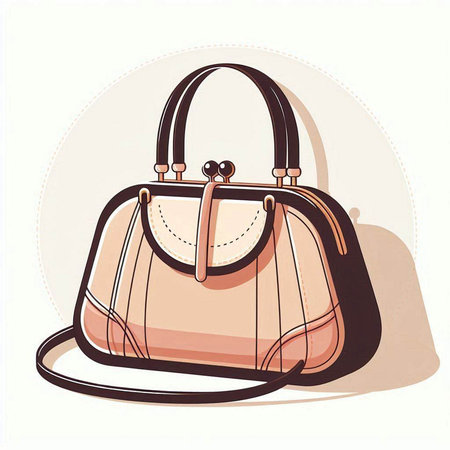 Illustration of a handbag in retro style on a white backgroundのイラスト素材