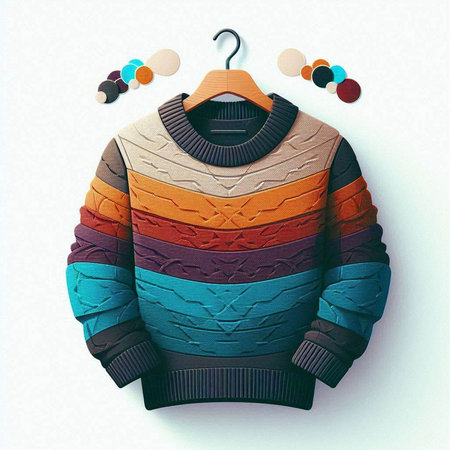Men's sweater in the form of a rainbow on a hangerのイラスト素材