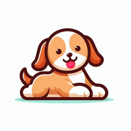 Cute cartoon dog. Vector illustration isolated on a white background.のイラスト素材