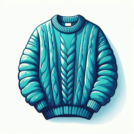 Illustration of men's sweater in blue color on a white backgroundのイラスト素材