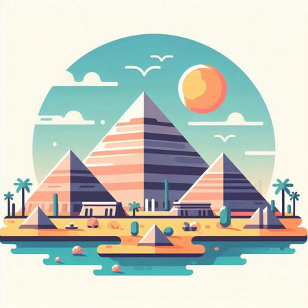 Egyptian pyramids. Vector illustration in flat style. EPS10のイラスト素材