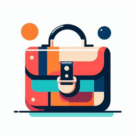 Laptop with briefcase. Vector illustration in flat design style.のイラスト素材