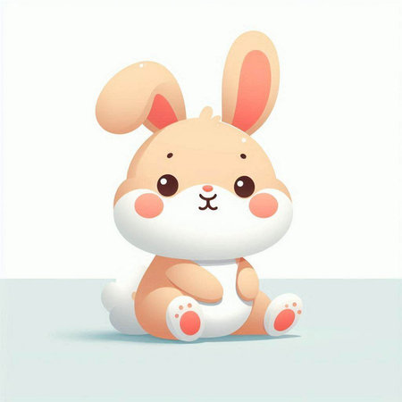 Cute cartoon rabbit sitting on the floor. Vector illustration. Eps 10のイラスト素材