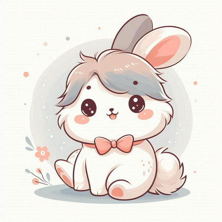 Cute cartoon bunny with bow tie. Vector illustration for your designのイラスト素材