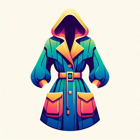 Fashionable woman's coat in retro style. Vector illustration.のイラスト素材