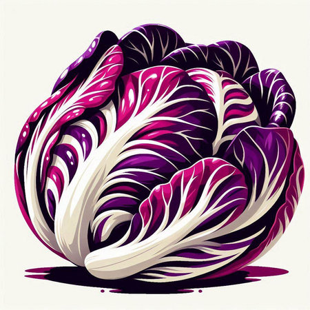 Vector illustration of a purple chinese cabbage isolated on white background.のイラスト素材