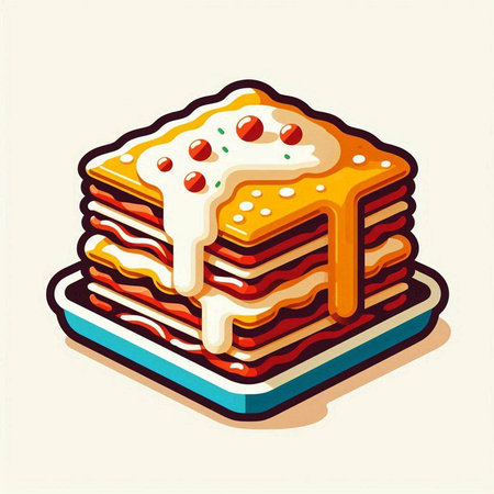Illustration of a stack of pancakes with syrup. Vector illustration.のイラスト素材