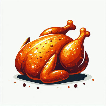 Illustration of roasted turkey on a white background. Vector illustration.のイラスト素材