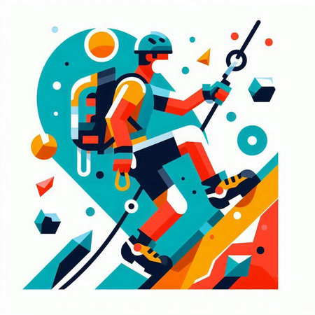 Vector illustration of a group of people engaged in extreme sports. The concept of a healthy lifestyle.のイラスト素材