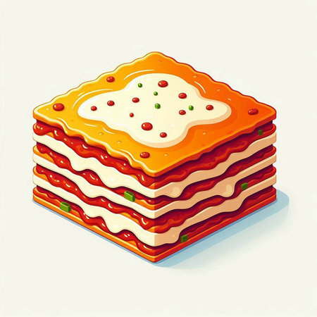 Illustration of lasagna on a white background. Vector illustration.のイラスト素材