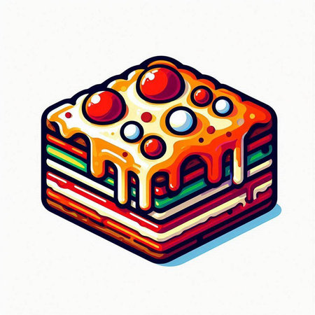 Isometric colorful cake isolated on a white background. Vector illustration.のイラスト素材