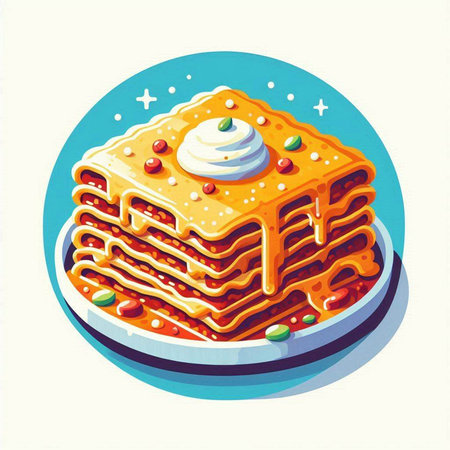 Illustration of a stack of tasty pancakes on a white background.のイラスト素材