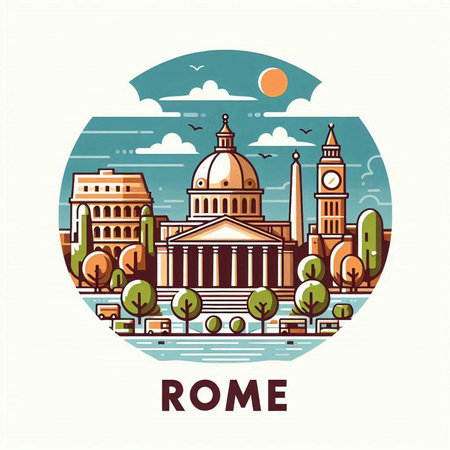 Rome, Italy - famous landmark. Vector illustration in flat styleのイラスト素材