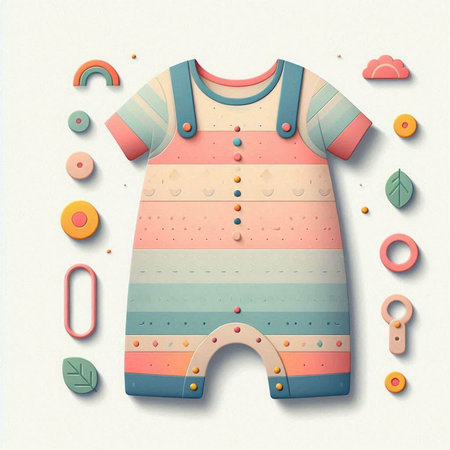 Baby clothes design. Colorful baby clothes design. Vector illustration.のイラスト素材