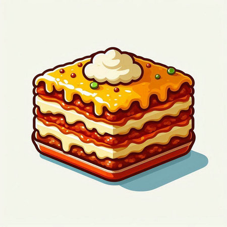 Illustration of a layered layered layered cake with cream and marmaladeのイラスト素材