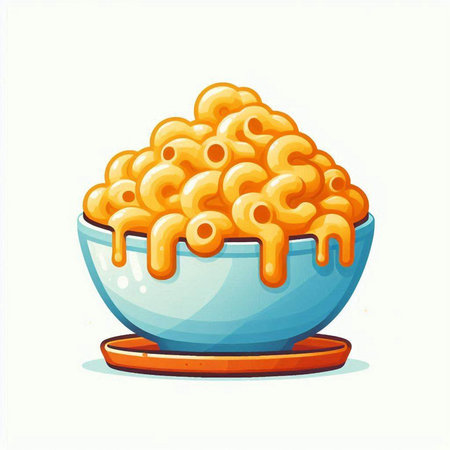 Illustration of a bowl of macaroni on a white backgroundのイラスト素材