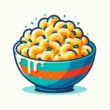 Illustration of macaroni in a bowl. Vector illustration.のイラスト素材
