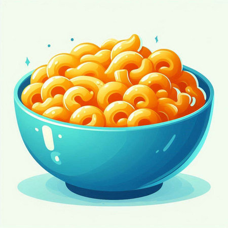 Illustration of a bowl of macaroni on a white backgroundのイラスト素材