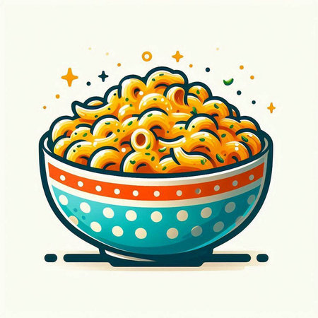 Illustration of macaroni in a bowl. Vector illustration.のイラスト素材