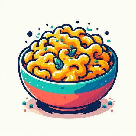 Risotto in a bowl. Vector illustration in cartoon style.のイラスト素材