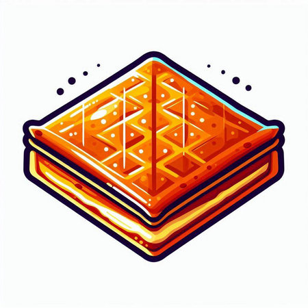 Illustration of a stack of sweet waffles isolated on a white backgroundのイラスト素材