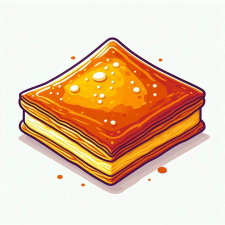 Illustration of a piece of puff pastry on a white background.のイラスト素材