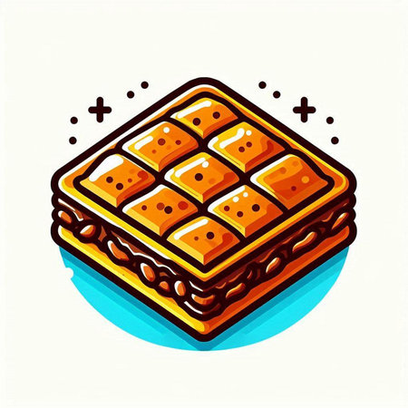 Baklava vector illustration. Traditional turkish dessert baklava.のイラスト素材