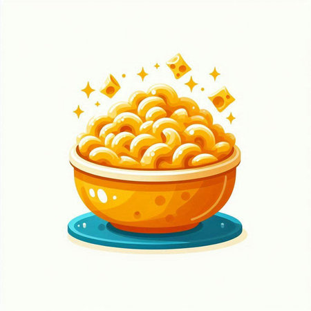 Illustration of a bowl of macaroni on a white backgroundのイラスト素材