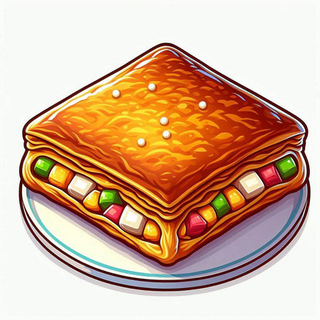 Illustration of a piece of pie on a plate. Vector illustration.のイラスト素材
