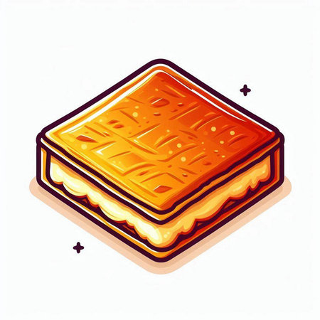 Illustration of a piece of lasagna on a white background.のイラスト素材