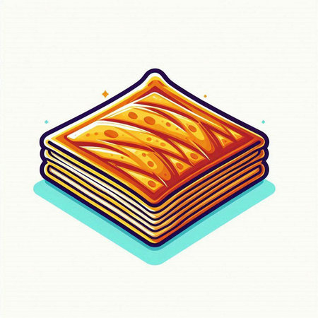 Illustration of a stack of lasagna sheets on a light backgroundのイラスト素材